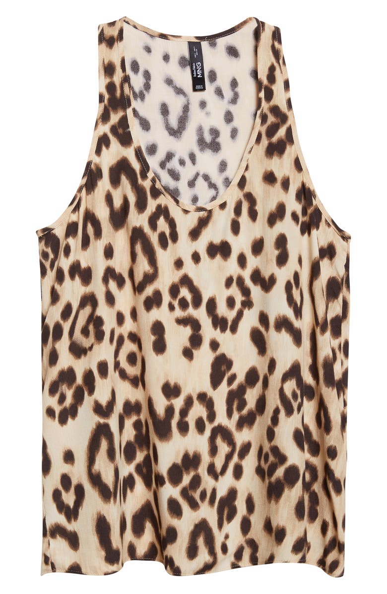 MANGO Bernie Leopard Print Tank, Alternate, color, Light Beige