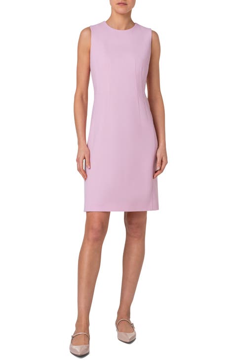 Wool Double Face Crepe Sheath Dress