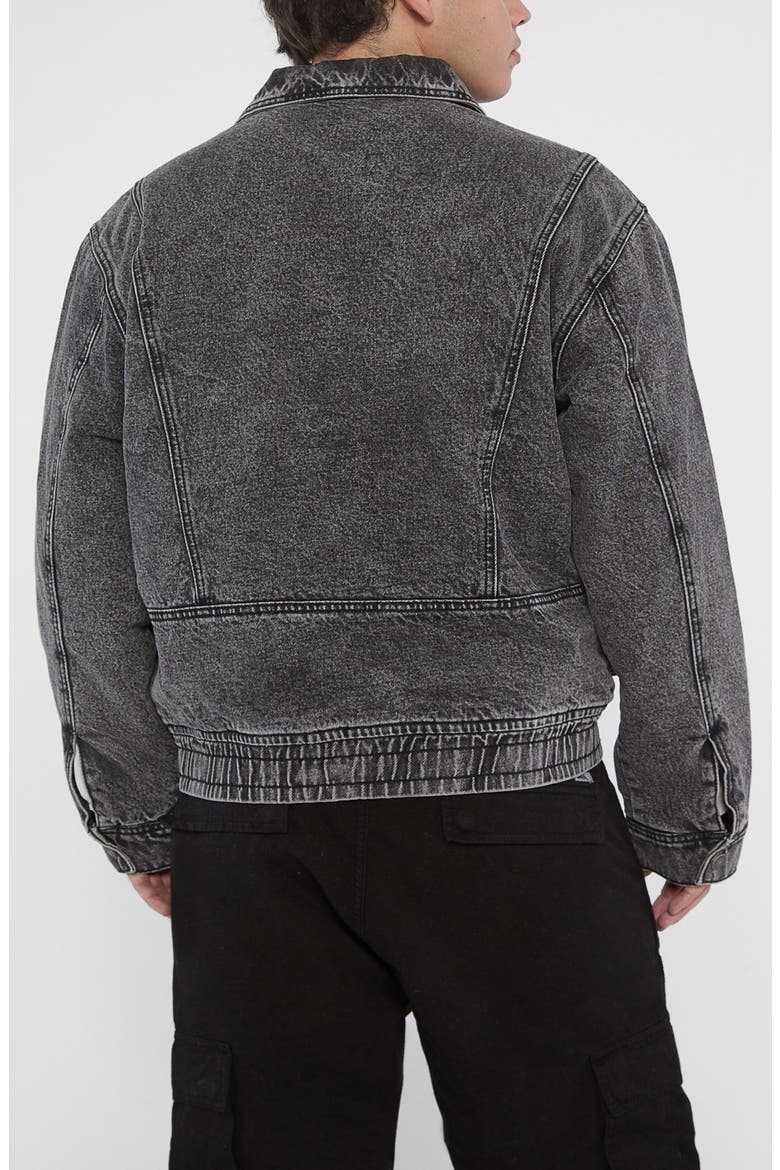Acid Wash Zip-Up Denim Jacket, Alternate, color, BLACK