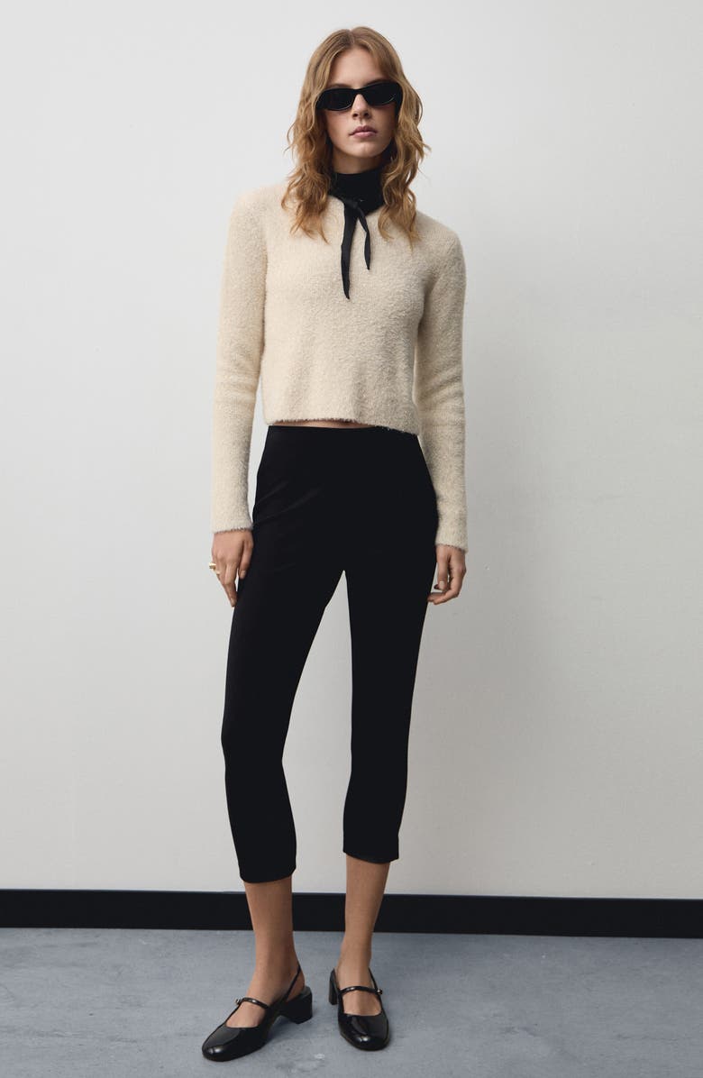 MANGO Glitter Detail Long Sleeve, Alternate, color, Ecru