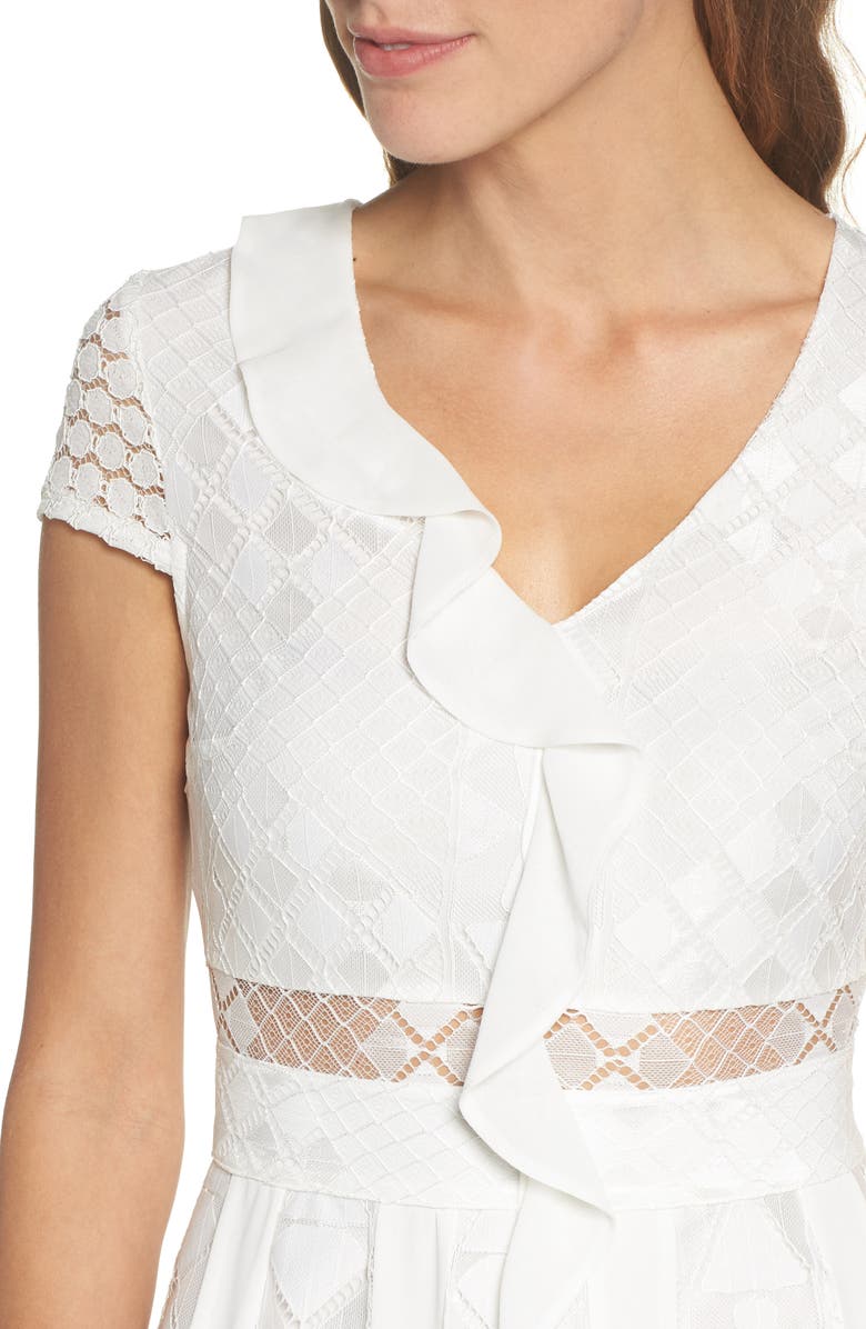 Foxiedox Florence Geo Lace Fit & Flare Dress, Alternate, color, 