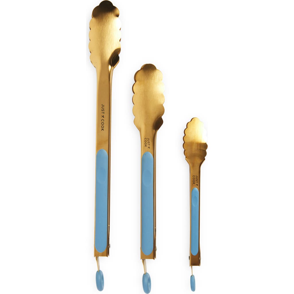 Just Cook Set Of 3 Assorted Tongs In Blue
