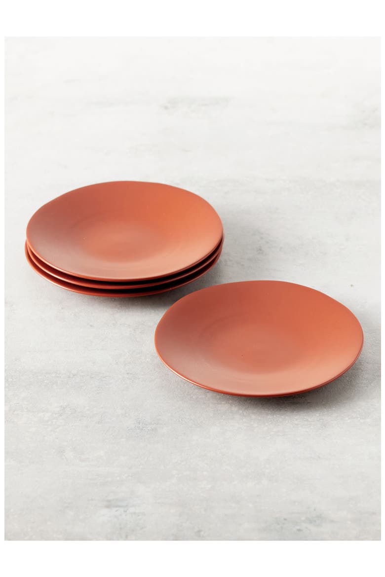 Heirloom Set of 4 Ceramic Dinner Plates, Alternate, color, TERRACOTTA
