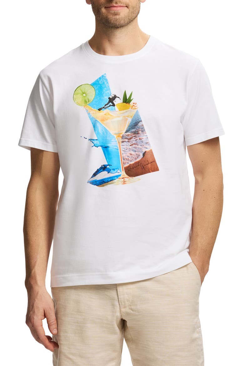 Beach Martini Knit Graphic T-Shirt, Main, color, WHITE