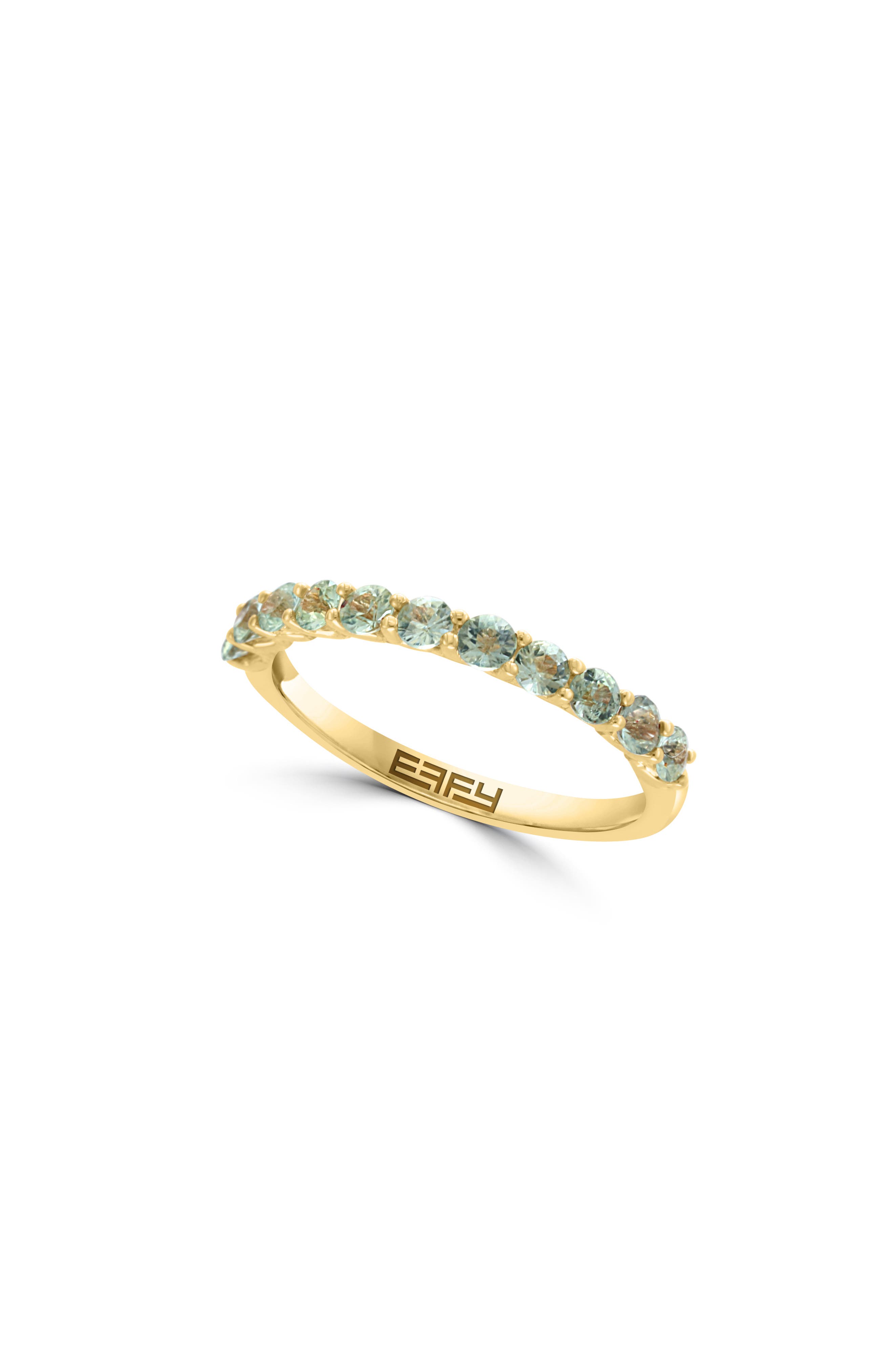 14k Gold Green Sapphire Band Ring