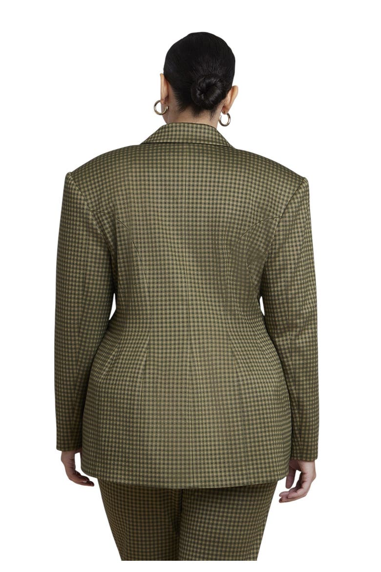 Houndstooth Hourglass Blazer (Plus), Alternate, color, GREEN CHECK