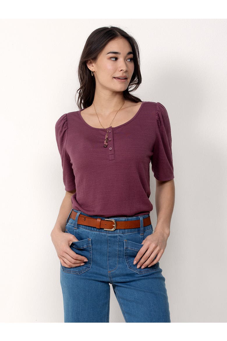 Ultra Soft Scoop Neck Henley, Alternate, color, Plum