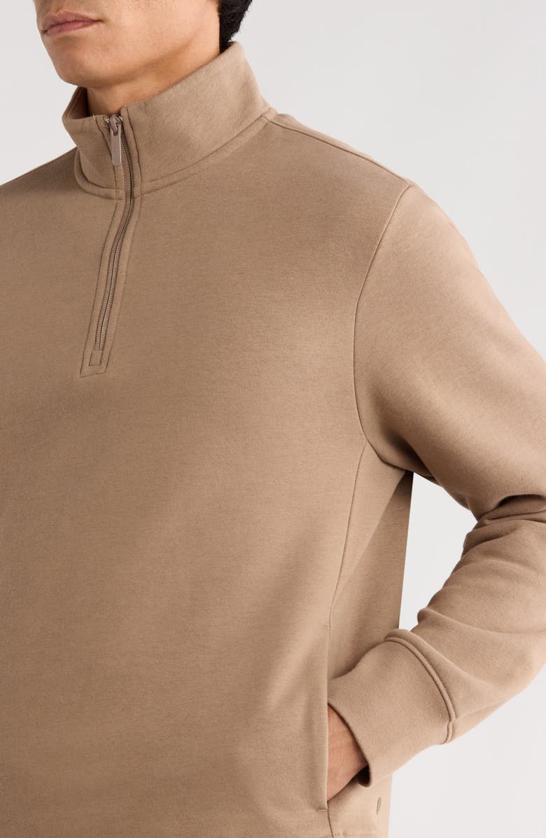 Zella Vital Fleece Quarter Zip Pullover, Alternate, color, Tan Fossil
