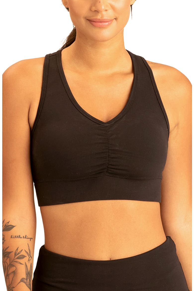 Alanna Racerback Sports Bra, Main, color, JET BLACK