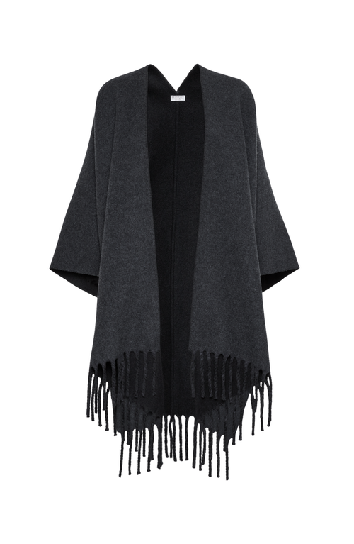 Brunello Cucinelli Wool And Cashmere Poncho In Anthracite