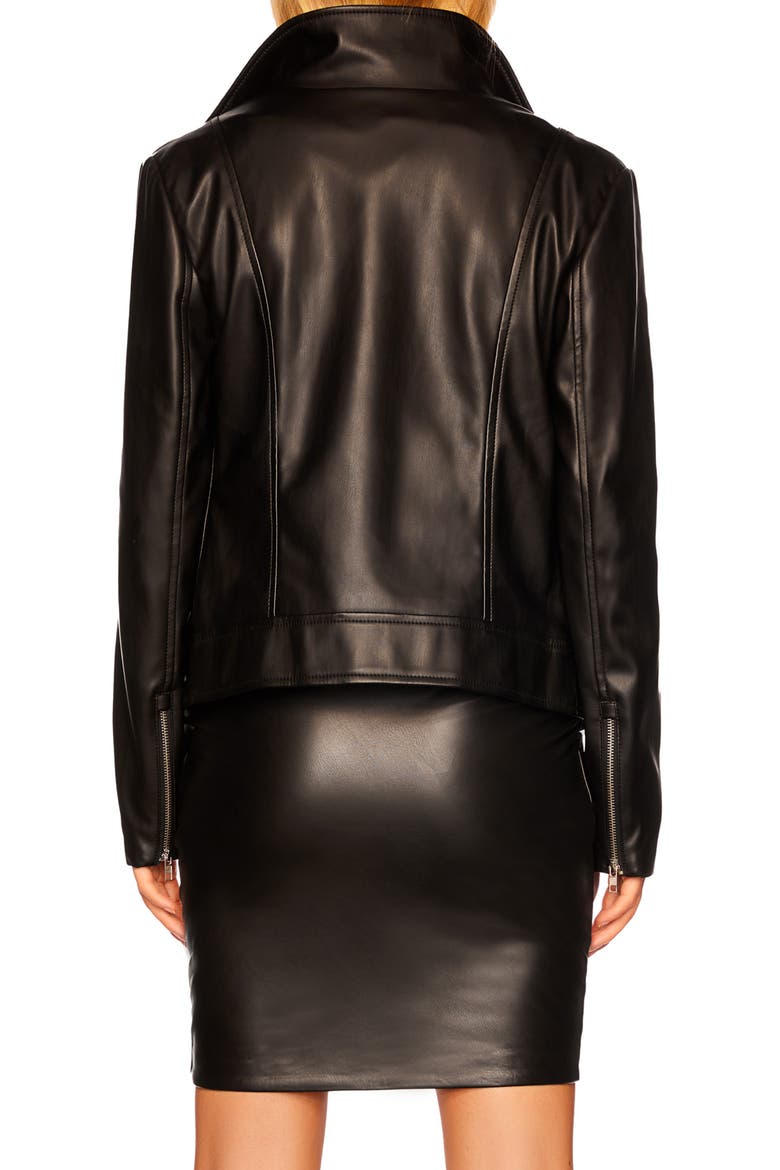 Faux Leather Moto Jacket, Alternate, color, BLACK