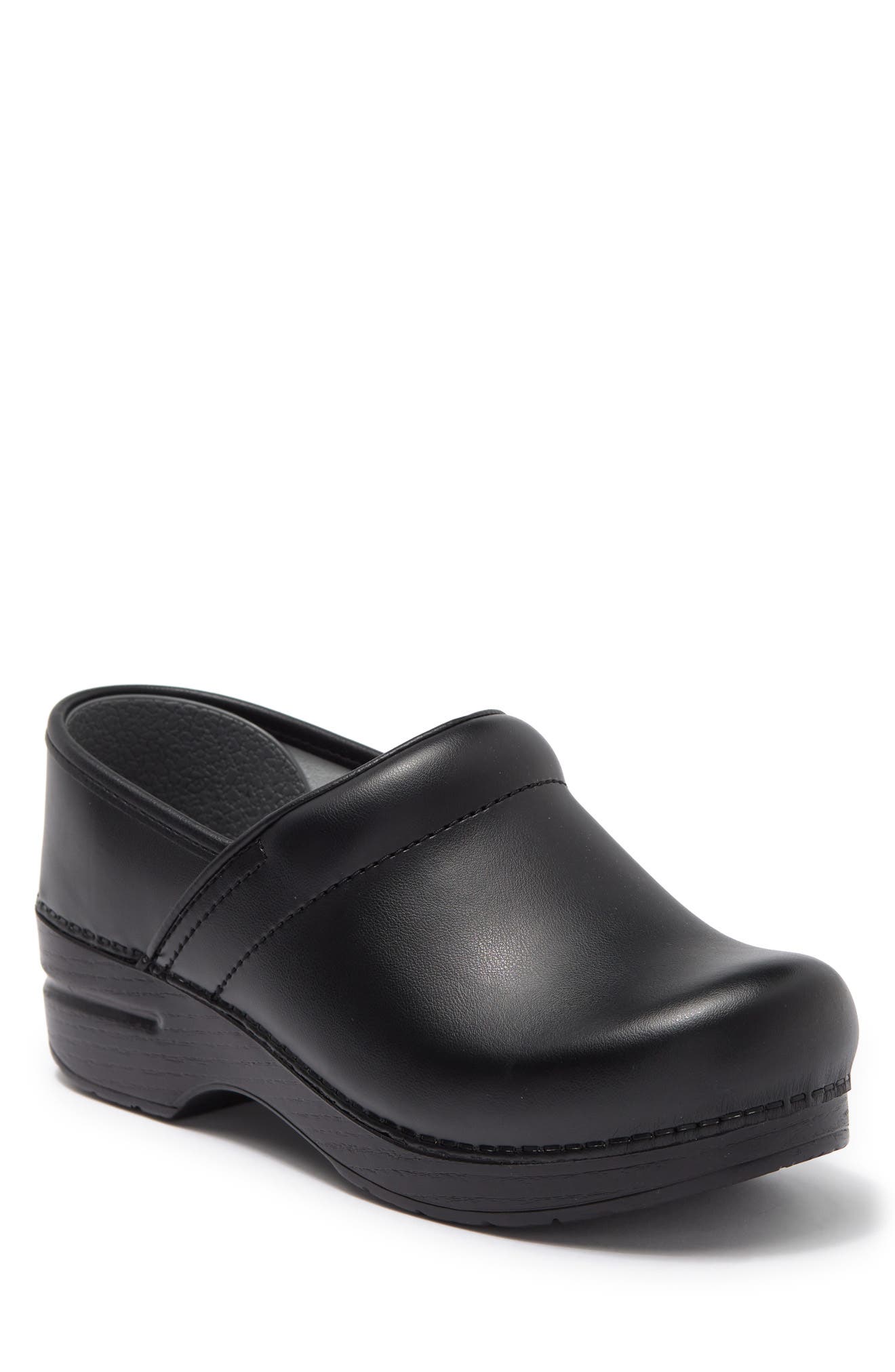 Dansko Professional Black Leather Clog, Main, color, Black