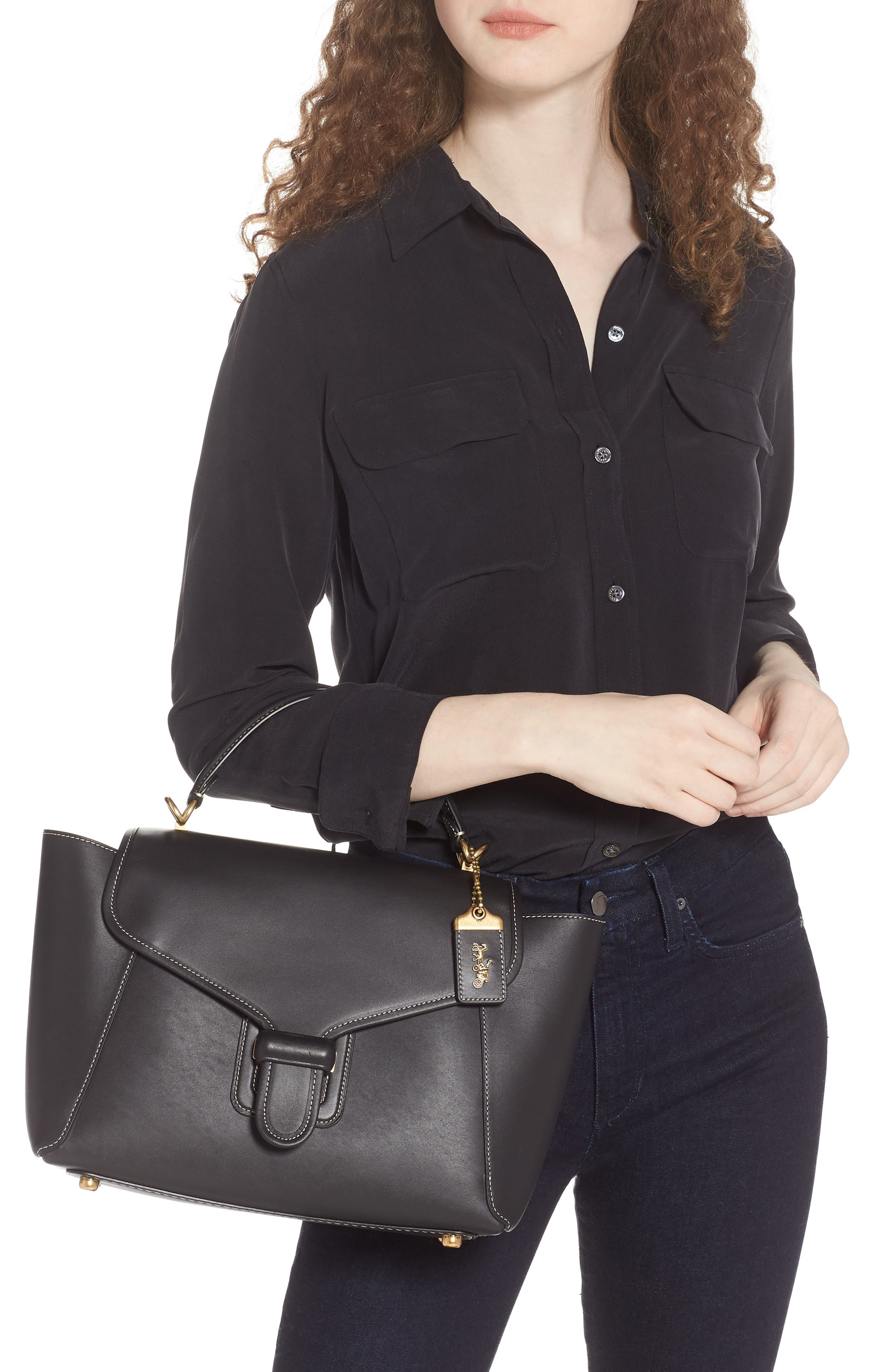 COACH Courier Leather Satchel, Alternate, color, 