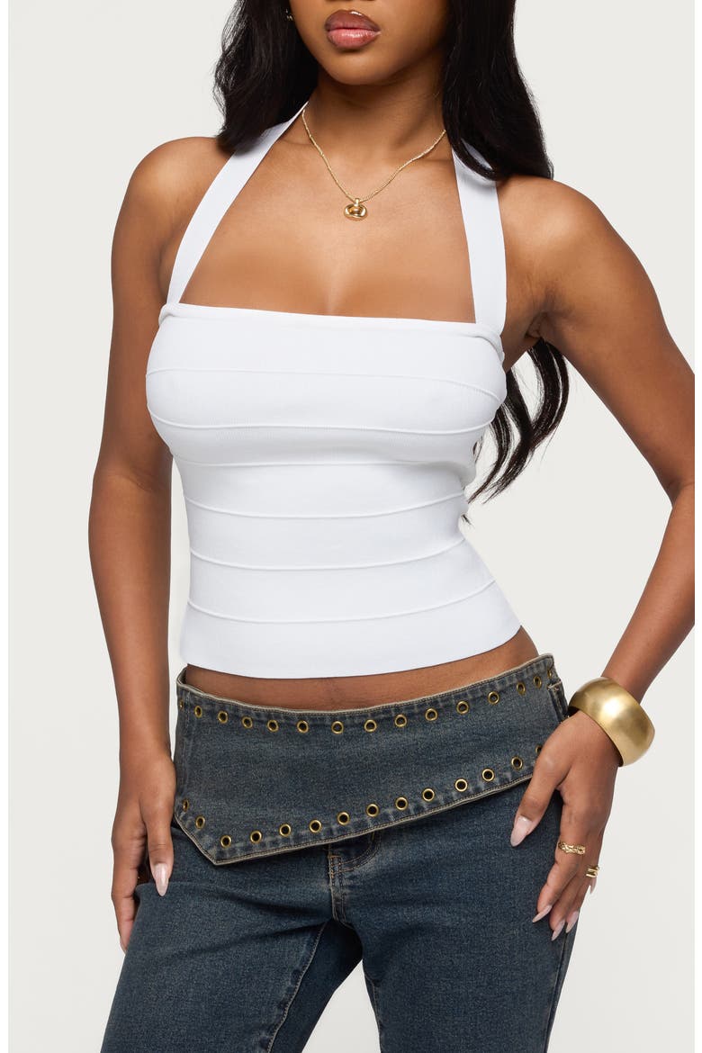 Esmerela Bandage Crop Halter Top, Main, color, WHITE