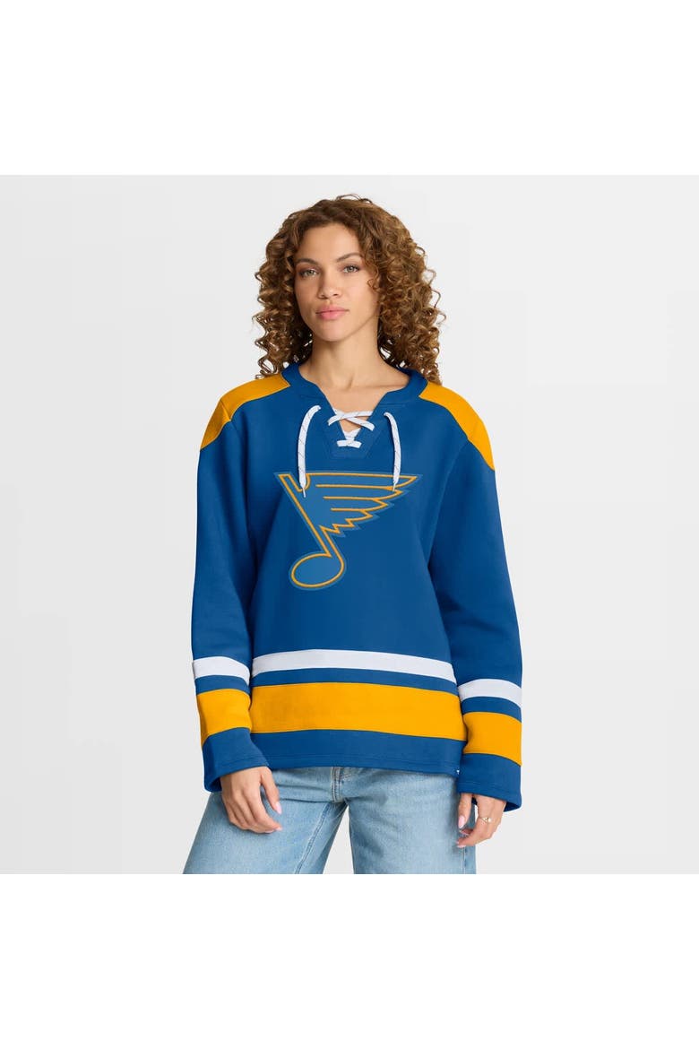 Women's Fanatics  Blue St. Louis Blues Icing Long Sleeve Lace Up Sweatshirt, Main, color, Blue