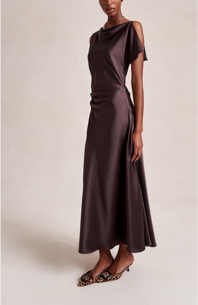 La Ligne Satin Moira Dress, Alternate, color, Chocolate