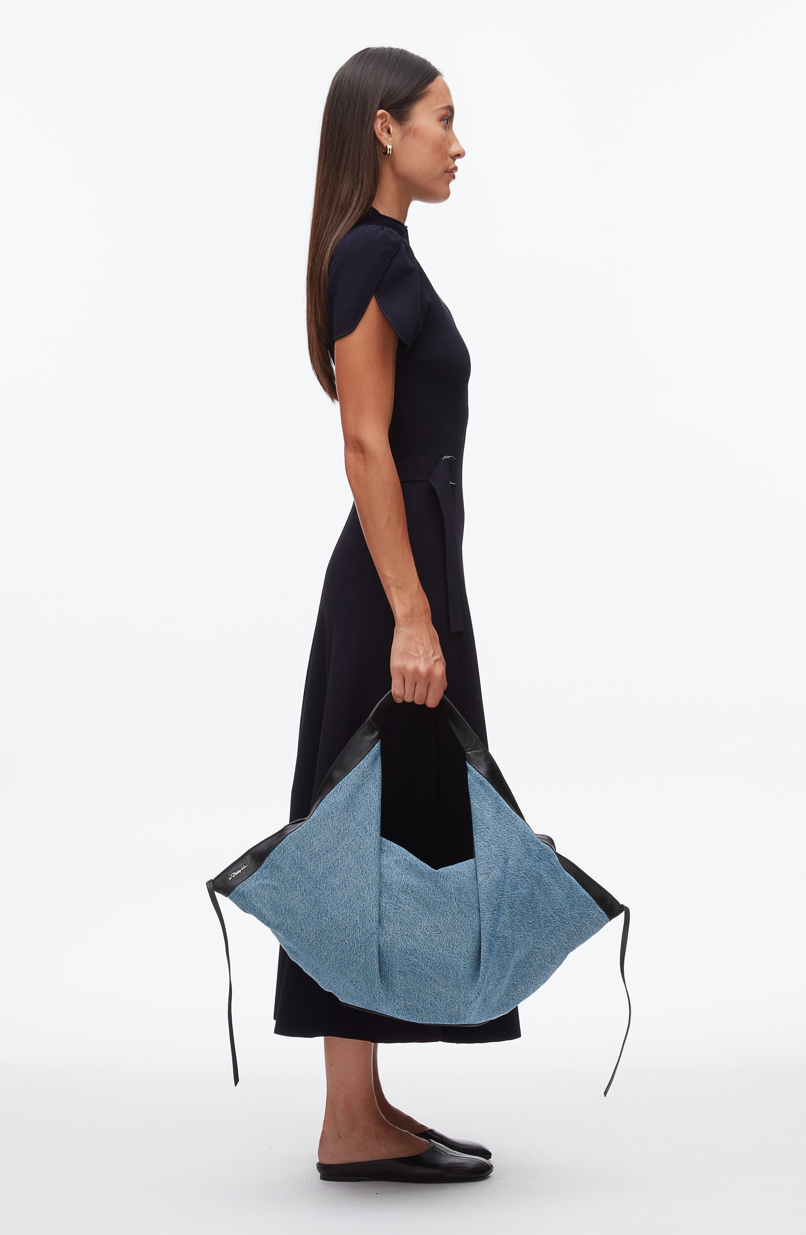 3.1 Phillip Lim Denim Luna Medium Bag, Alternate, color, Indigo