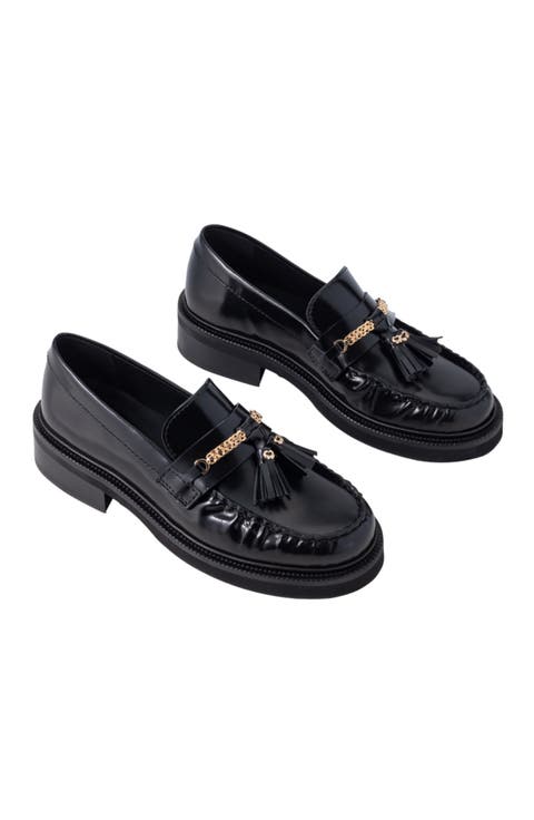 Pleated-edge Leather Loafers