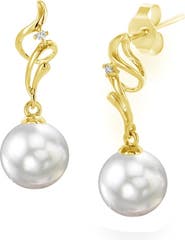 The Pearl Source White South Sea Pearl & Diamond Aria Earrings