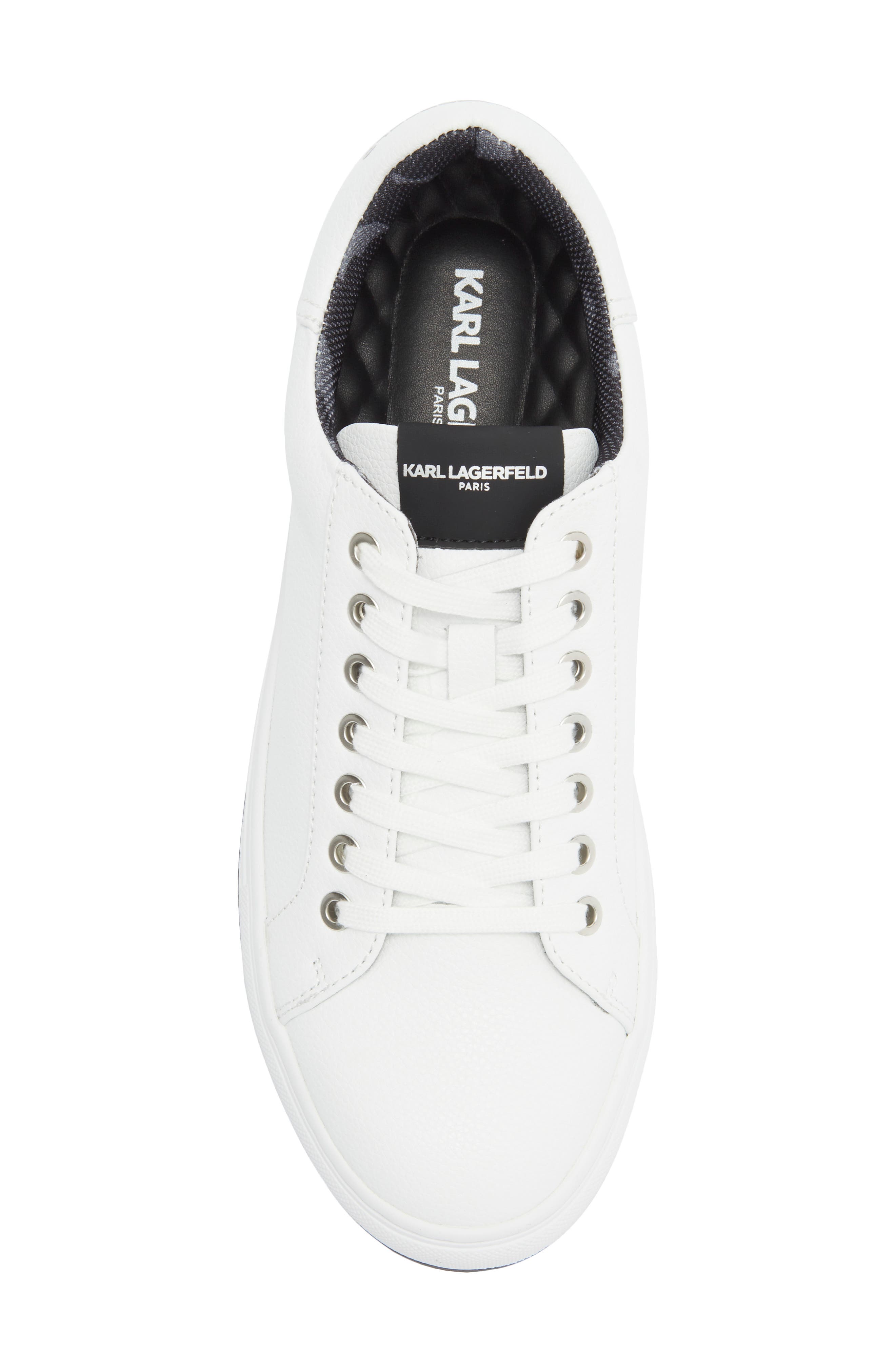 KARL LAGERFELD PARIS Leather Low Top Sneaker, Alternate, color, White