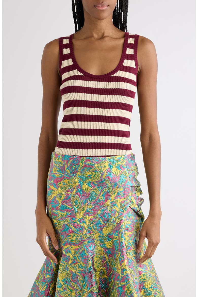 Tova Bis Stripe Cotton Rib Tank, Main, color, BORDEAUX