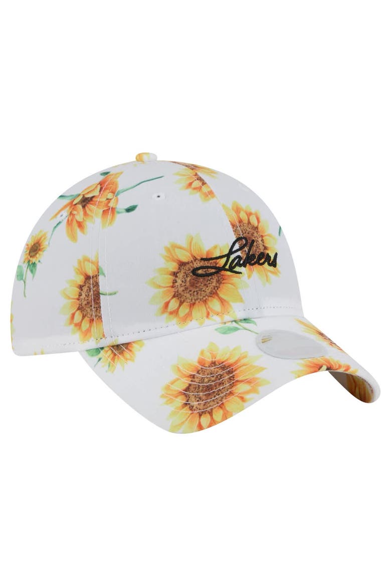 Women's New Era  White Los Angeles Lakers Adventure Flower 9TWENTY Adjustable Hat, Alternate, color, White