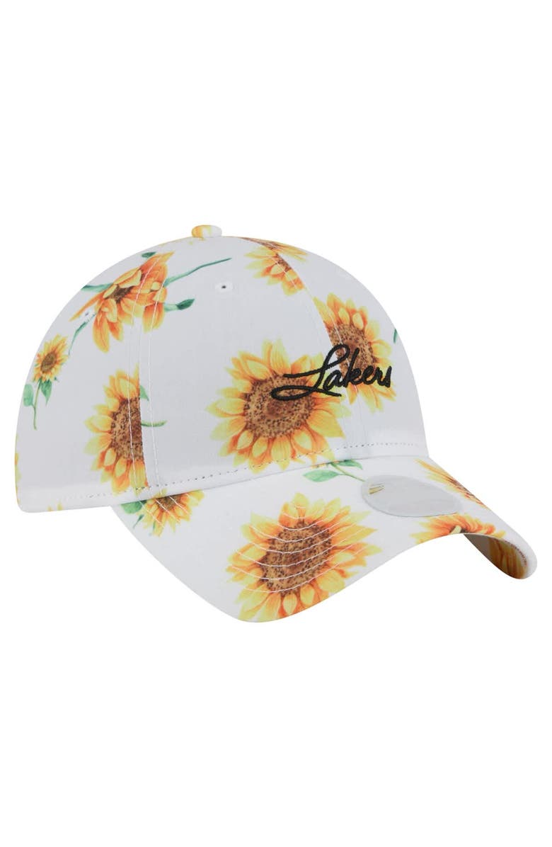 New Era Women's New Era White Los Angeles Lakers Adventure Flower 9TWENTY Adjustable Hat, Alternate, color, White