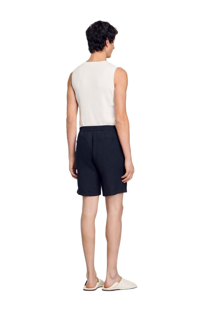 SANDRO Linen shorts, Alternate, color, Navy Blue