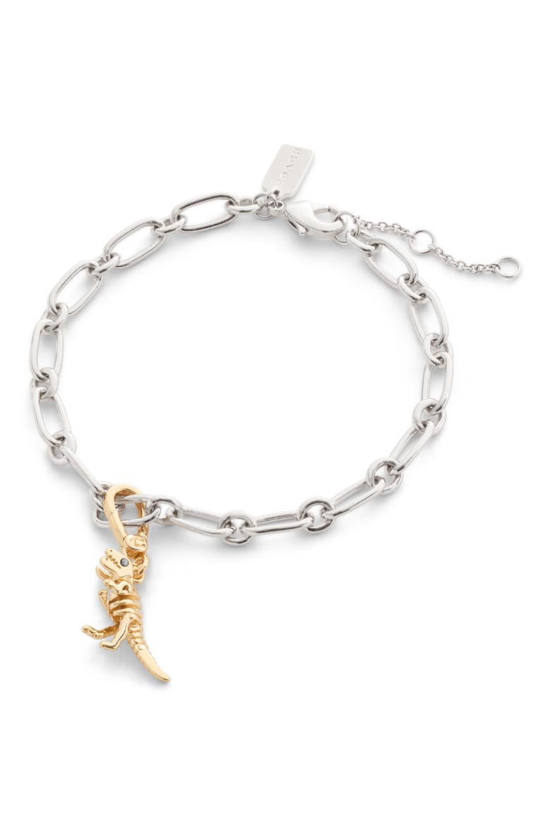 Rexy Skeleton Charm, Alternate, color, SHINY GOLD