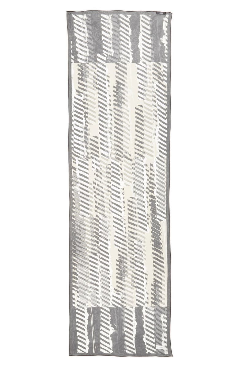 St. John Collection Stencil Stripe Silk Georgette Scarf, Alternate, color,