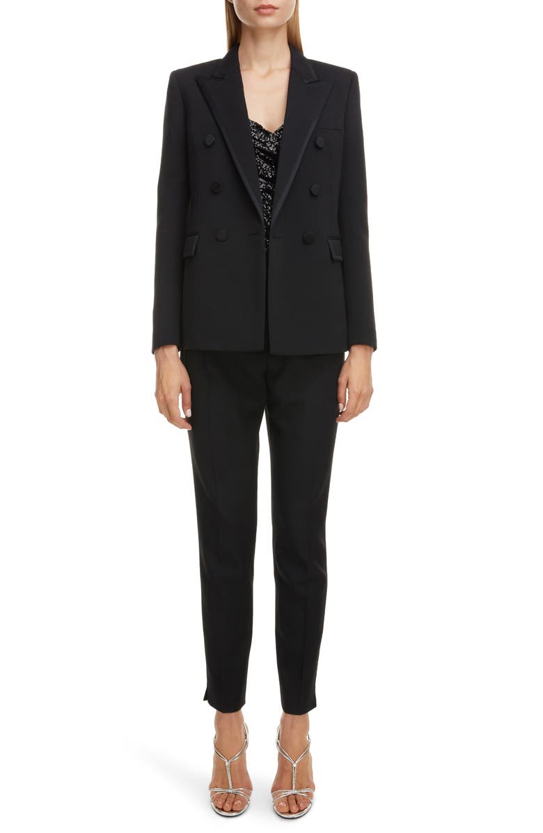 Saint Laurent Piped Double Breasted Jacket, Alternate, color, 