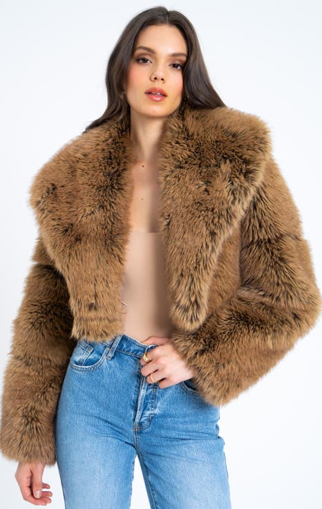 Yadavi Plush Vegan Faux Fur Cropped Jacket