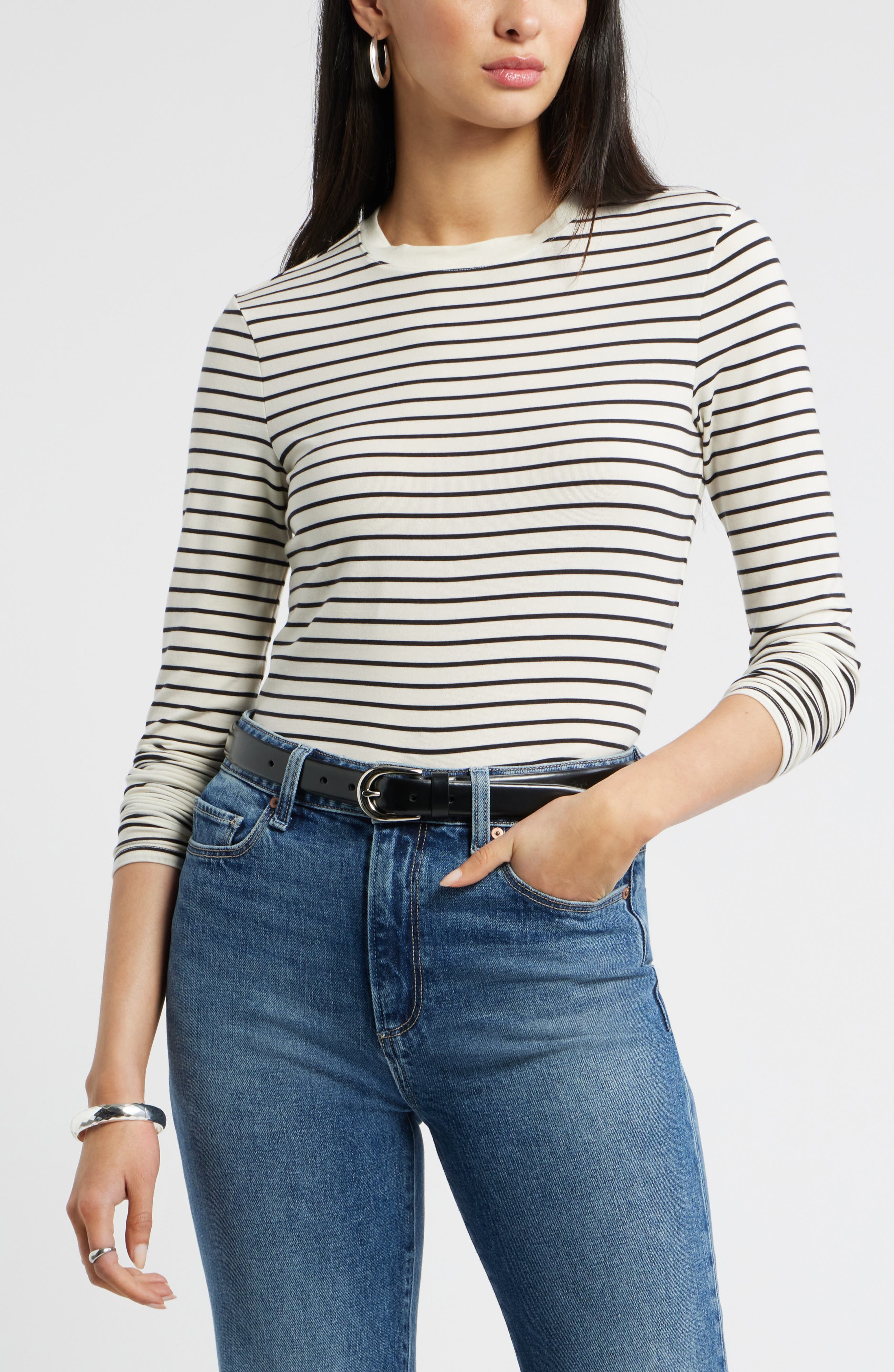 IVORY- BLACK TAY STRIPE