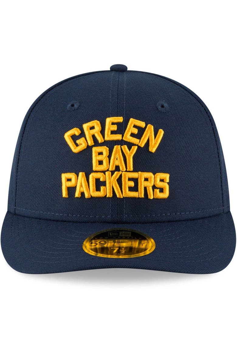 Men's New Era Navy Green Bay Packers Omaha Throwback Low Profile 59FIFTY Fitted Hat, Alternate, color, Navy