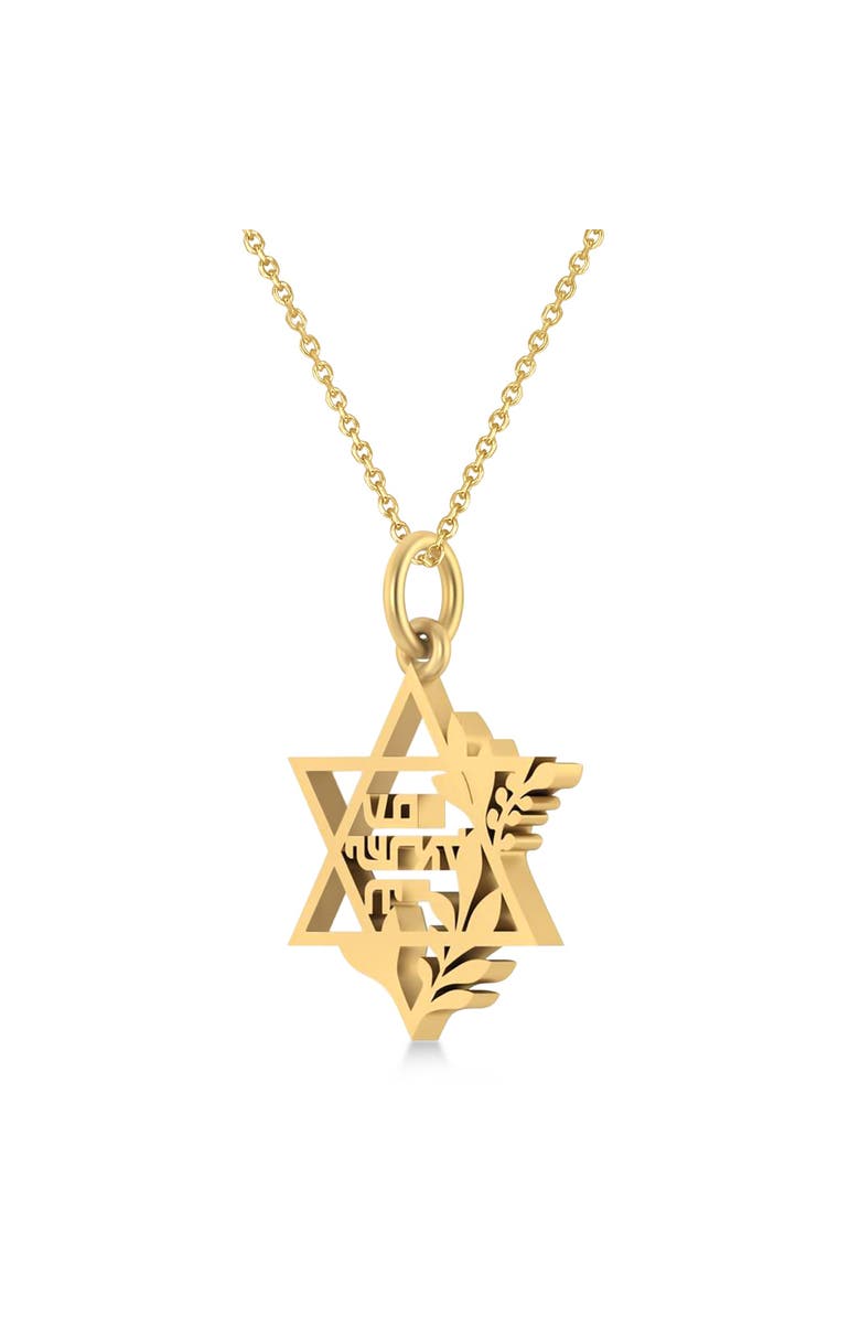 ALLUREZ Jewish Star Of David Am Yisrael Chai Pendant Necklace 14K, Alternate, color, 