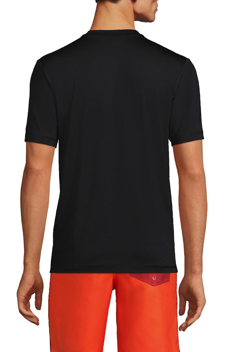 Lands' End Short Sleeve Swim Tee Rash Guard, Alternate, color, Black