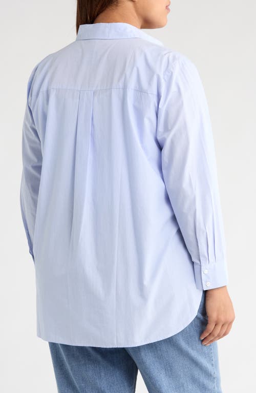 Eileen Fisher Classic Collar Easy Organic Cotton Button-up Shirt In Blue
