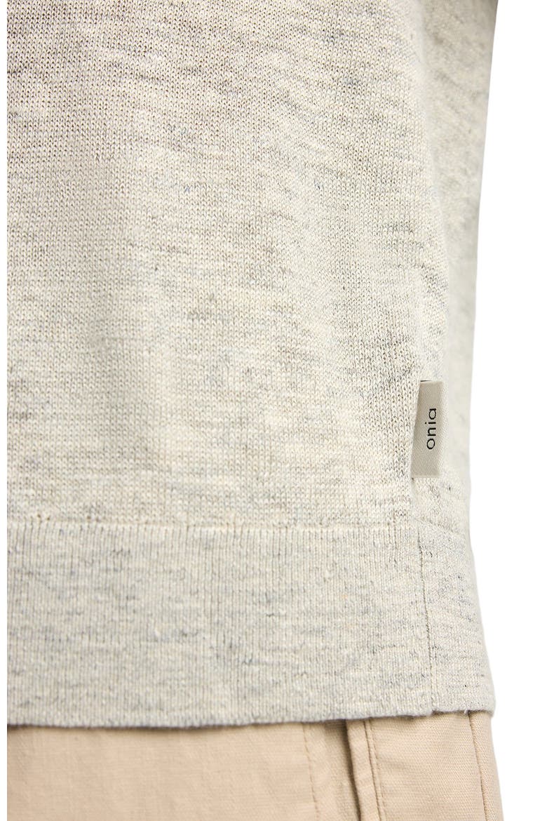 Linen Long Sleeve Sweater Polo, Alternate, color, LIGHT GREY MELG