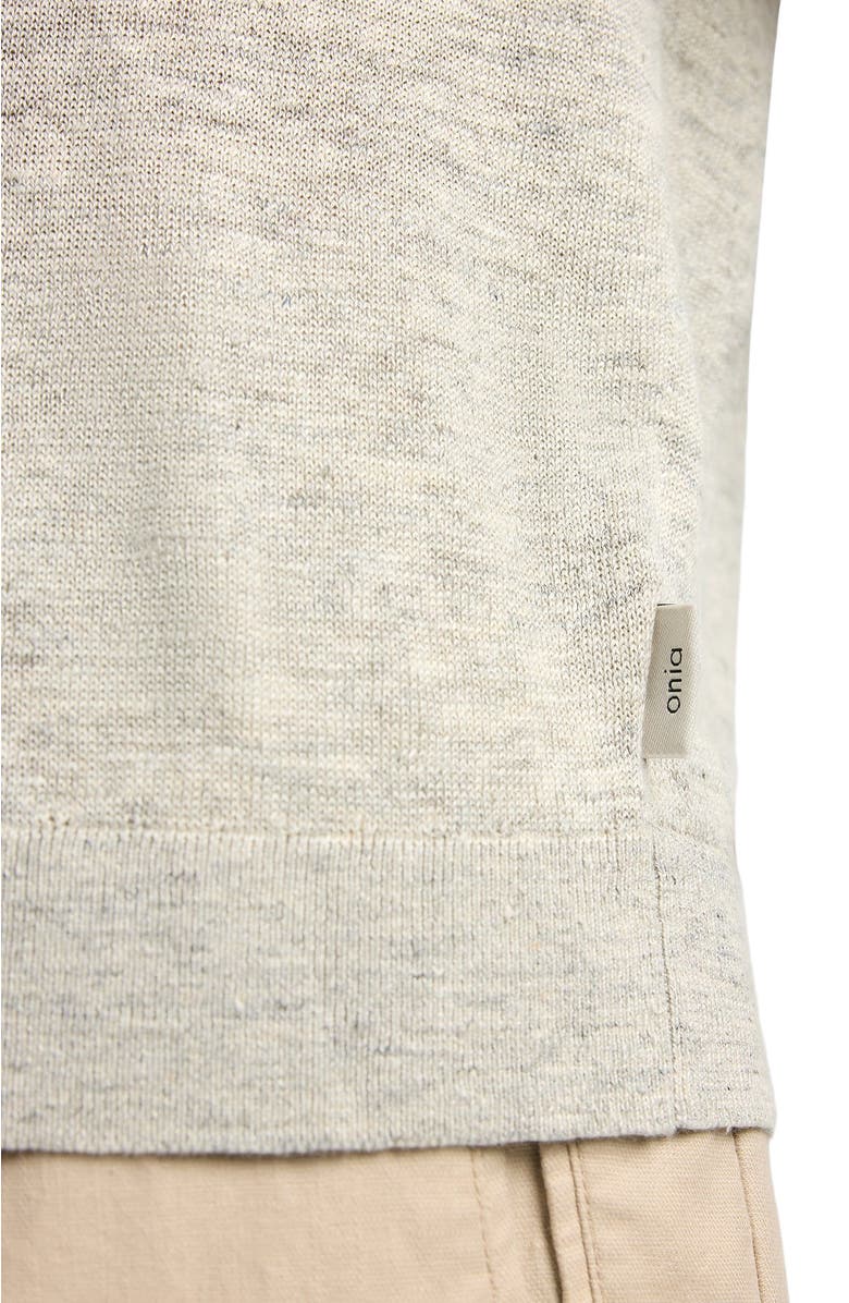 Onia Linen Long Sleeve Sweater Polo, Alternate, color, Light Grey Melg