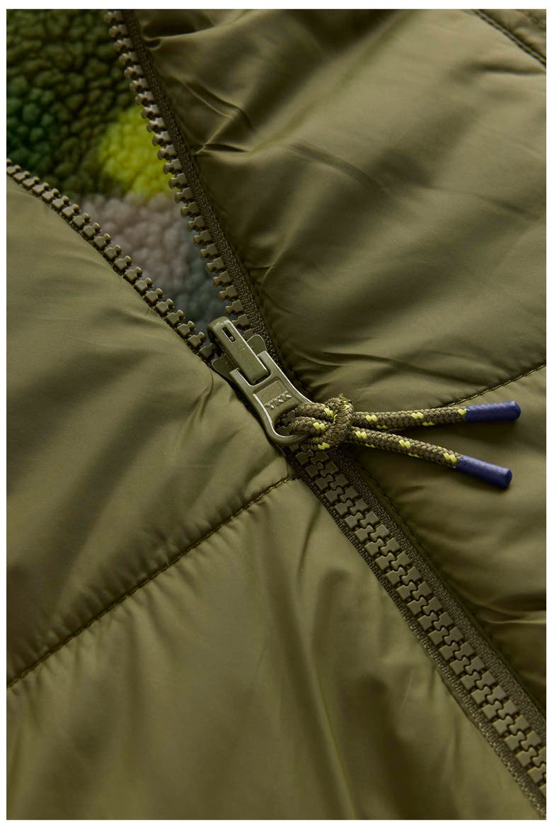 Kids' Quilted Waterproof Reversible Hooded Jacket, Alternate, color, GREEN CHECK/GREEN CAMO