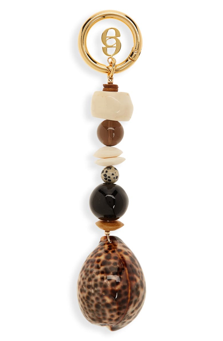 Éliou Cypra Stone & Shell Bag Charm, Main, color, Brown Multi Color