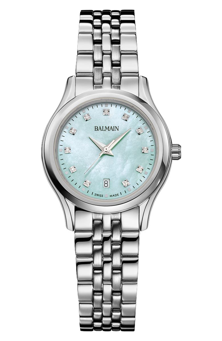 Balmain Beleganza Diamond & Mother-of-Pearl Bracelet Watch, 27.5mm, Main, color,