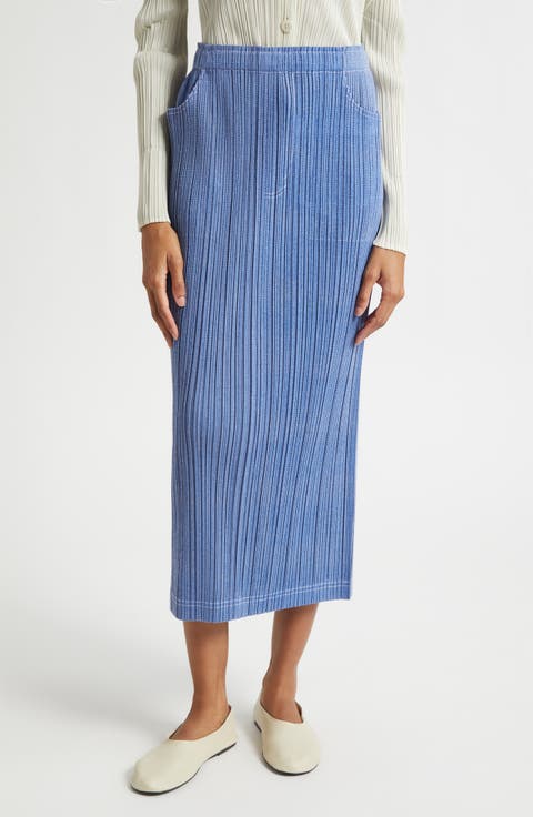 Trompe l'Oeil Pleated Midi Skirt