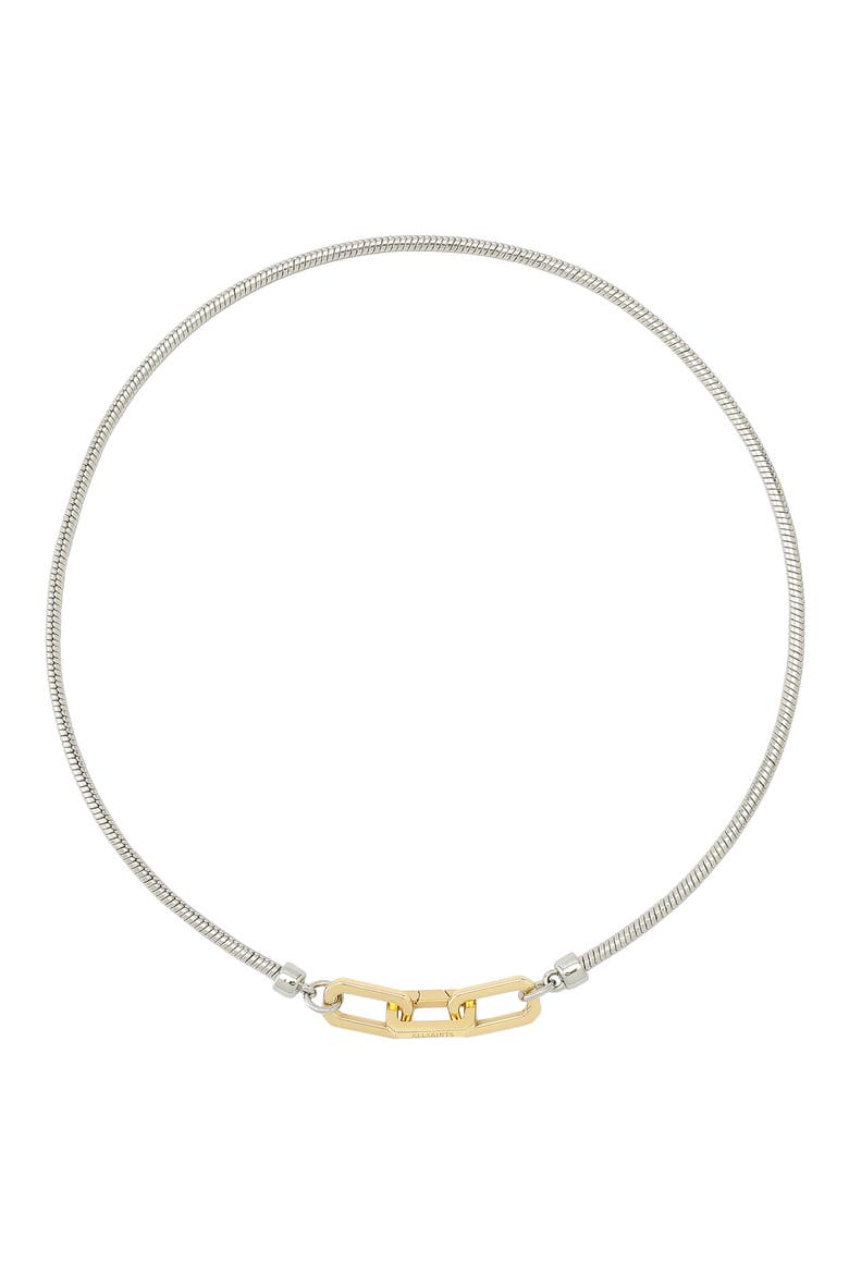 Hex Link Snake Chain Collar Necklace, Main, color, RHODIUM/ GOLD