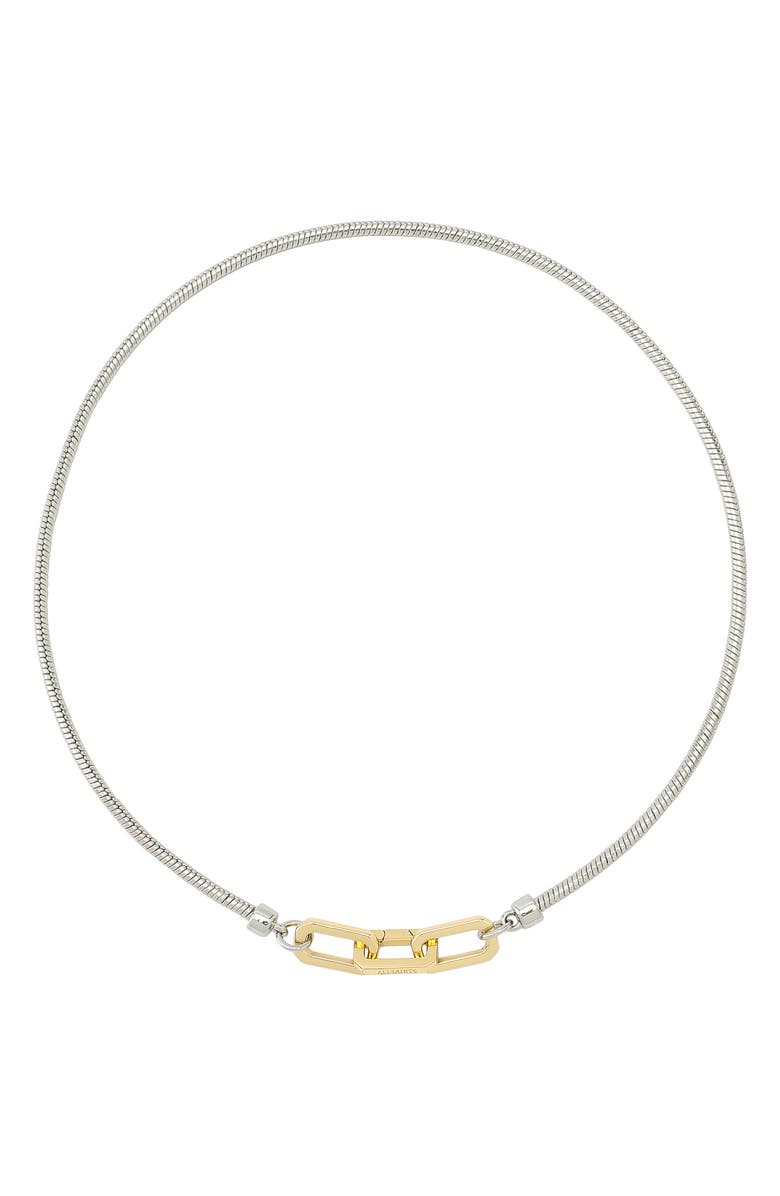 AllSaints Hex Link Snake Chain Collar Necklace, Main, color,