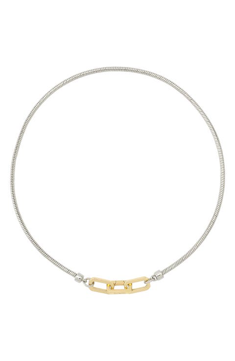 Hex Link Snake Chain Collar Necklace