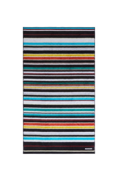 Missoni Home Curt 100x180 Cm Beach Towel In Zigzag Cotton Terry Cloth In Multicoloured