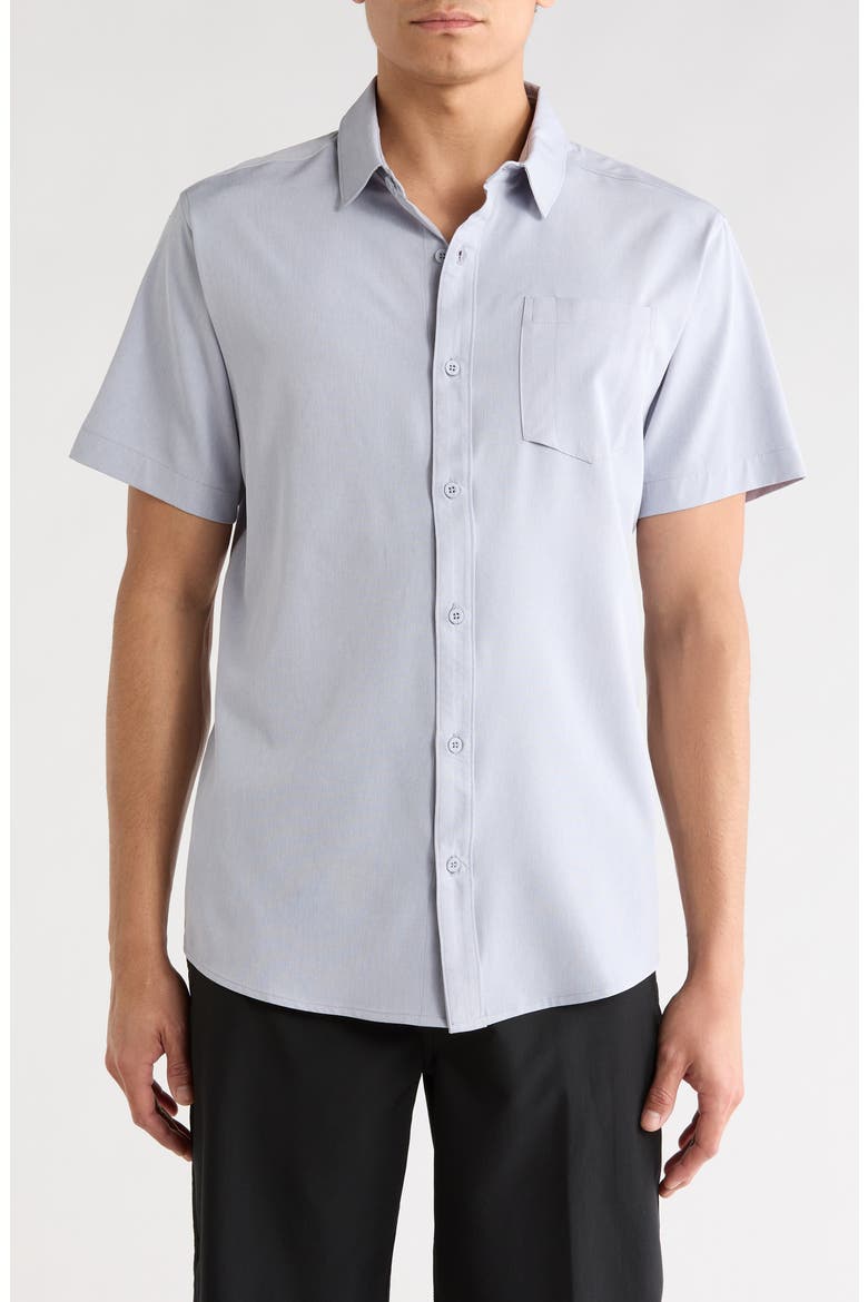 Tech Chambray Woven Shirt, Main, color, LIGHT ASTEROID