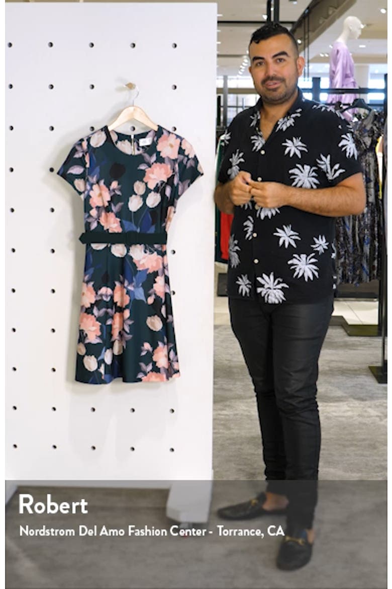 Floral Print Short Sleeve Fit & Flare Dress video