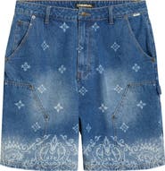 CRIMINAL DAMAGE Laser Print Denim Shorts